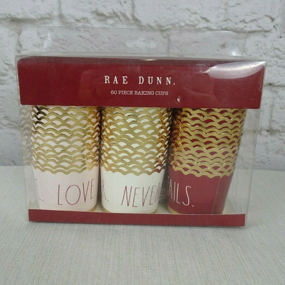 💰3/$25 New Rae Dunn Baking Cups 60-PC Love Never Fails New